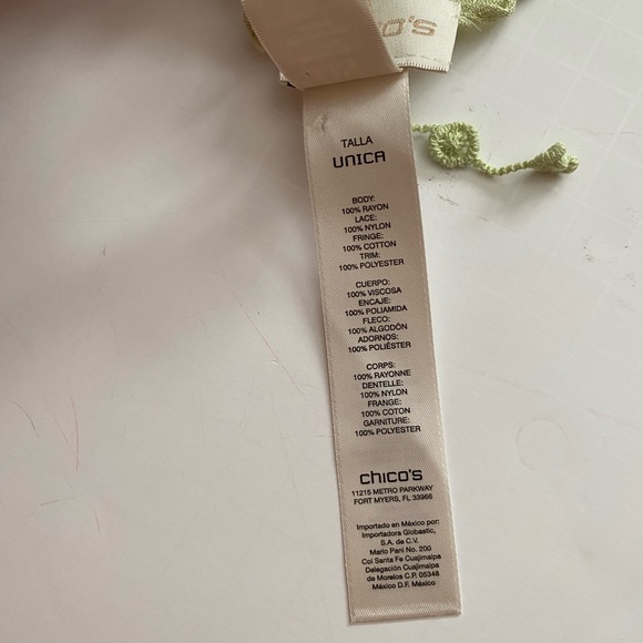 Chico’s Laura Lace Boho Scarf Straight Oblong scarves svelte sage - Picture 7 of 11